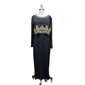 Carole Little Women’s Vintage Embellished Embroidered Maxi Sweater Dress SZ L
